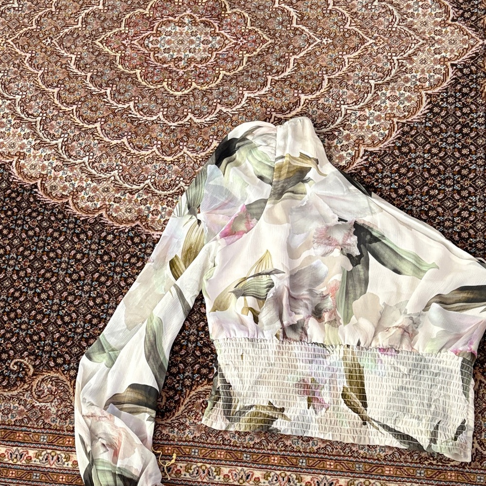 Express Floral Print Long Sleeve Blouse